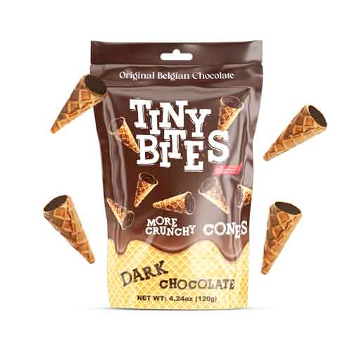 dark-chocolate Tiny Bites - Waffle Mini Cones with Real Belgian Dark Chocolate 12ct - Image 1