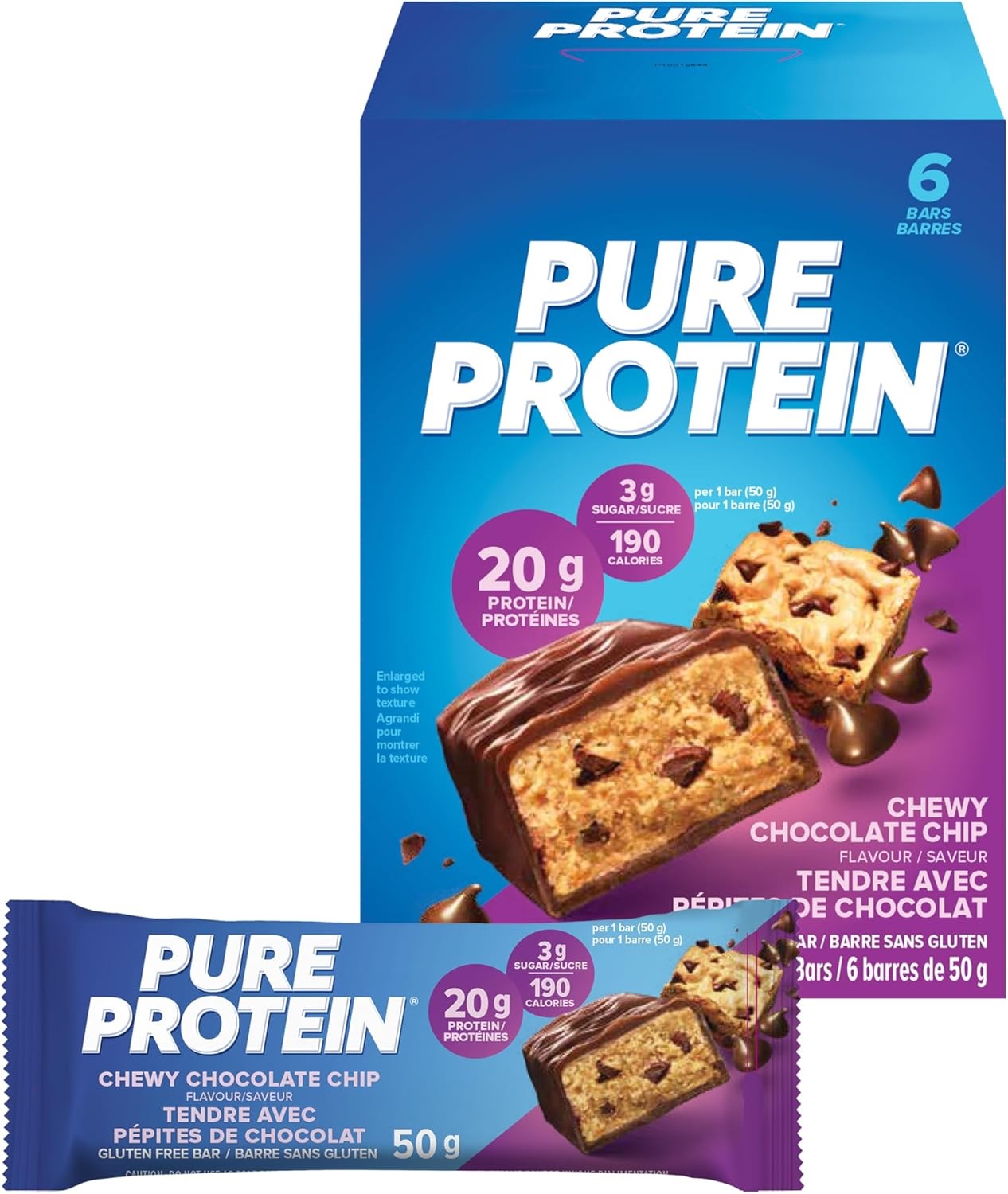 pro chewy choco Pure Protein Bars - Chewy Chocolate chip (6ct) - Image 1