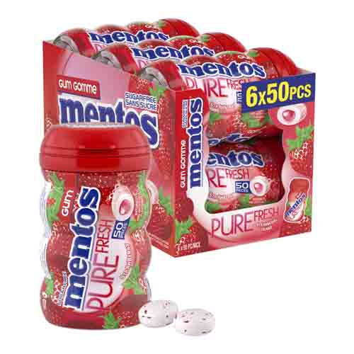 Mentos-Strawberry-Gum Mentos Strawberry Gum 6 × 50 pieces - Image 1